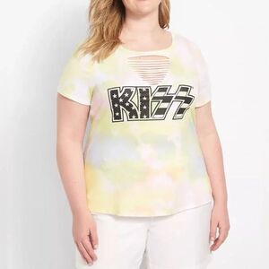 Lane Bryant - Classic Slash-Front Tie-Dye KISS Graphic Tee NWT